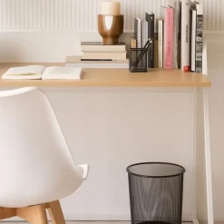 Banak Monet Bureau en chêne clair et métal blanc