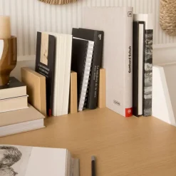 Banak Monet Bureau en chêne clair et métal blanc