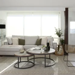 Banak Nadine Set de 2 tables basses en bois massif et métal