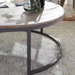 Banak Nadine Set de 2 tables basses en bois massif et métal