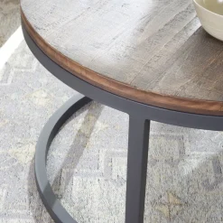 Banak Nadine Set de 2 tables basses en bois massif et métal