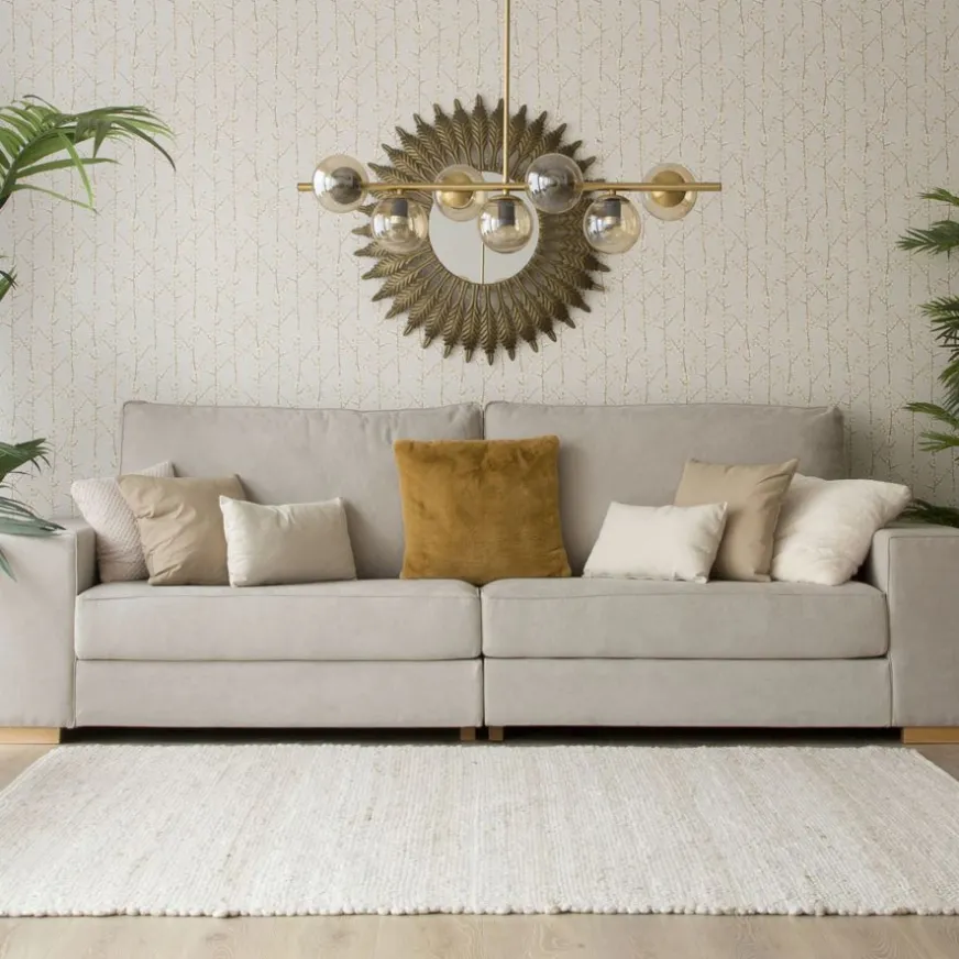 Banak Nalka Miroir rond mural doré