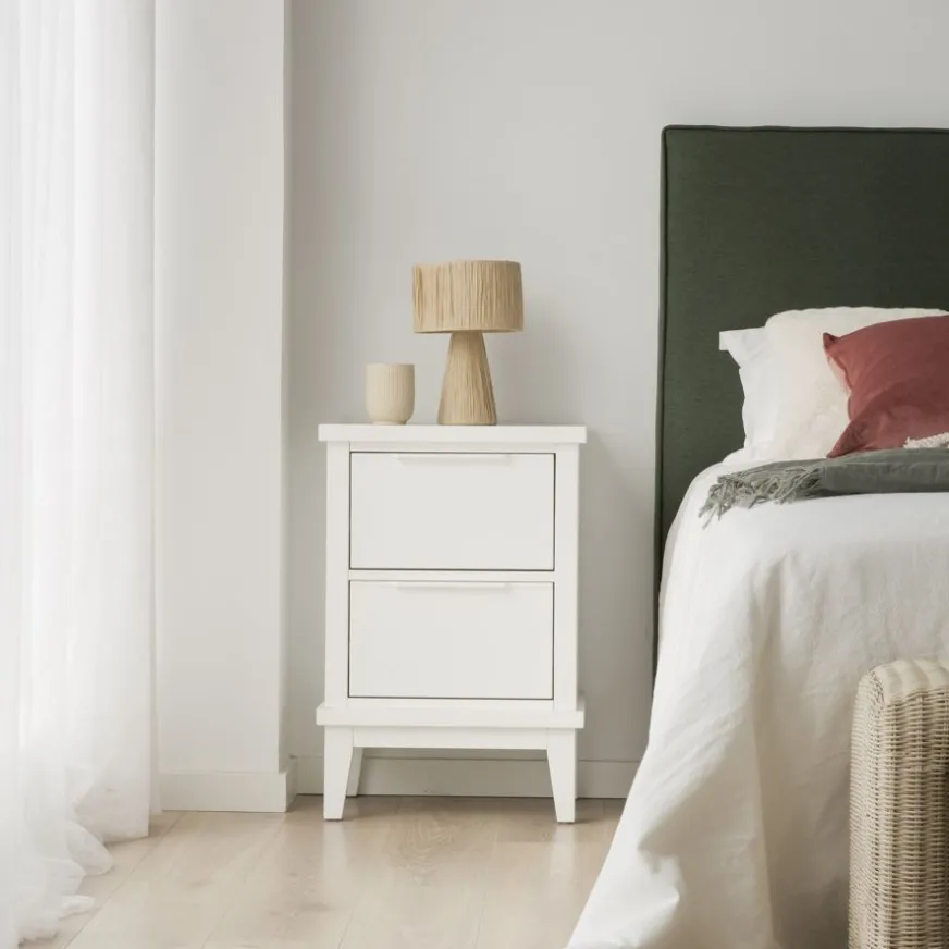 Banak Naroa Table de nuit laquée en blanc