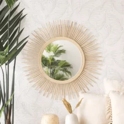 Banak Neiva Miroir rond mural en rotin naturel