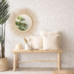 Banak Neiva Miroir rond mural en rotin naturel