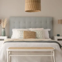 Banak Neris Tête de lit tapissée bleu turquoise pour lit de 140