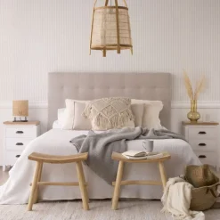 Banak Neris T&ecirc;te de lit tapissée beige pour lit de 150 et 160