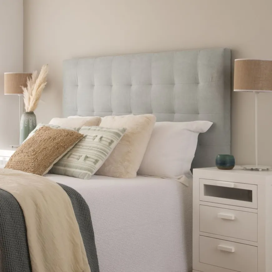 Banak Neris Tête de lit tapissée bleu turquoise pour lit de 150 et 160