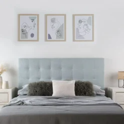 Banak Neris Tête de lit tapissée bleu turquoise pour lit de 150 et 160