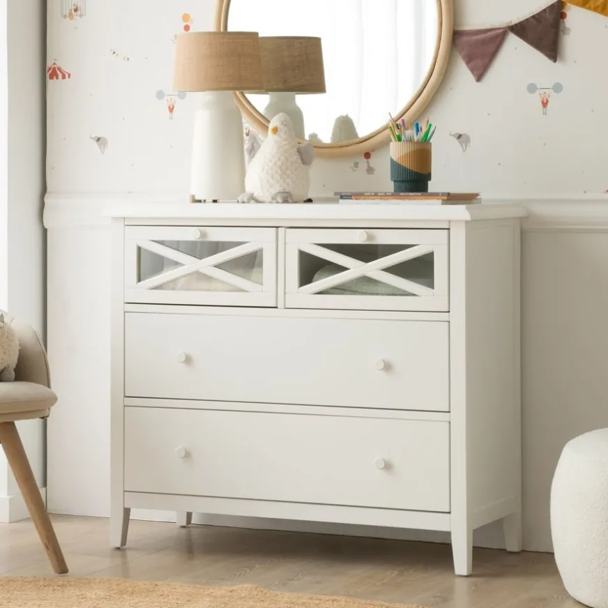 Enfant Banak Niza Commode en bois laqué blanc