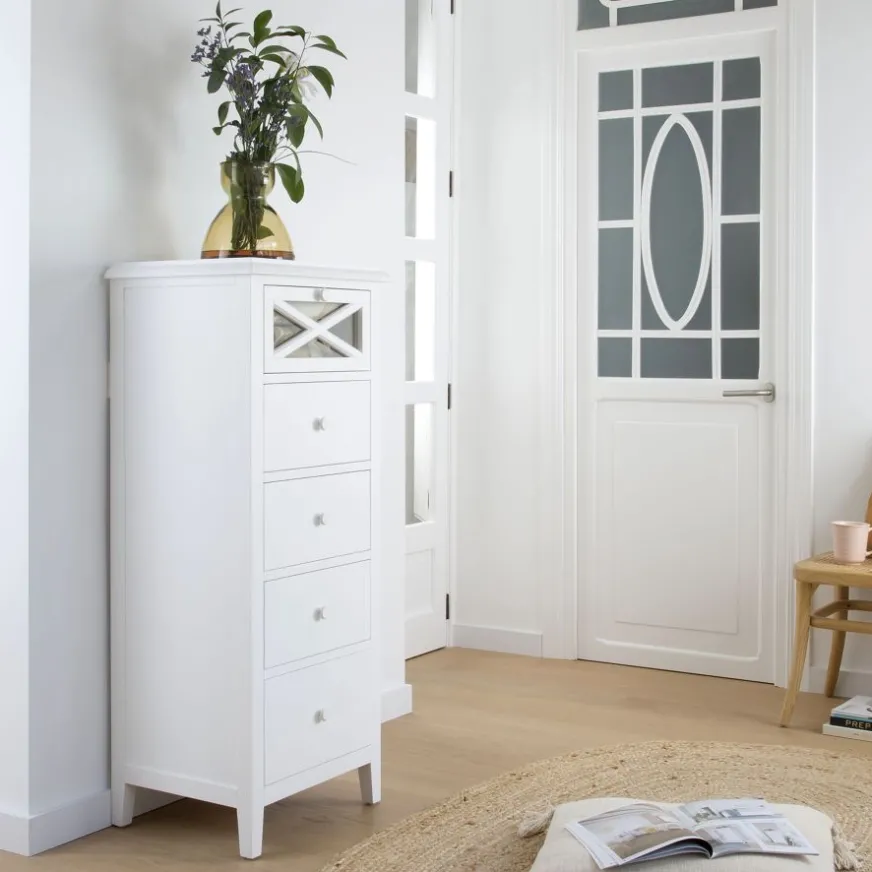 Enfant Banak Niza Commode en bois laqué blanc