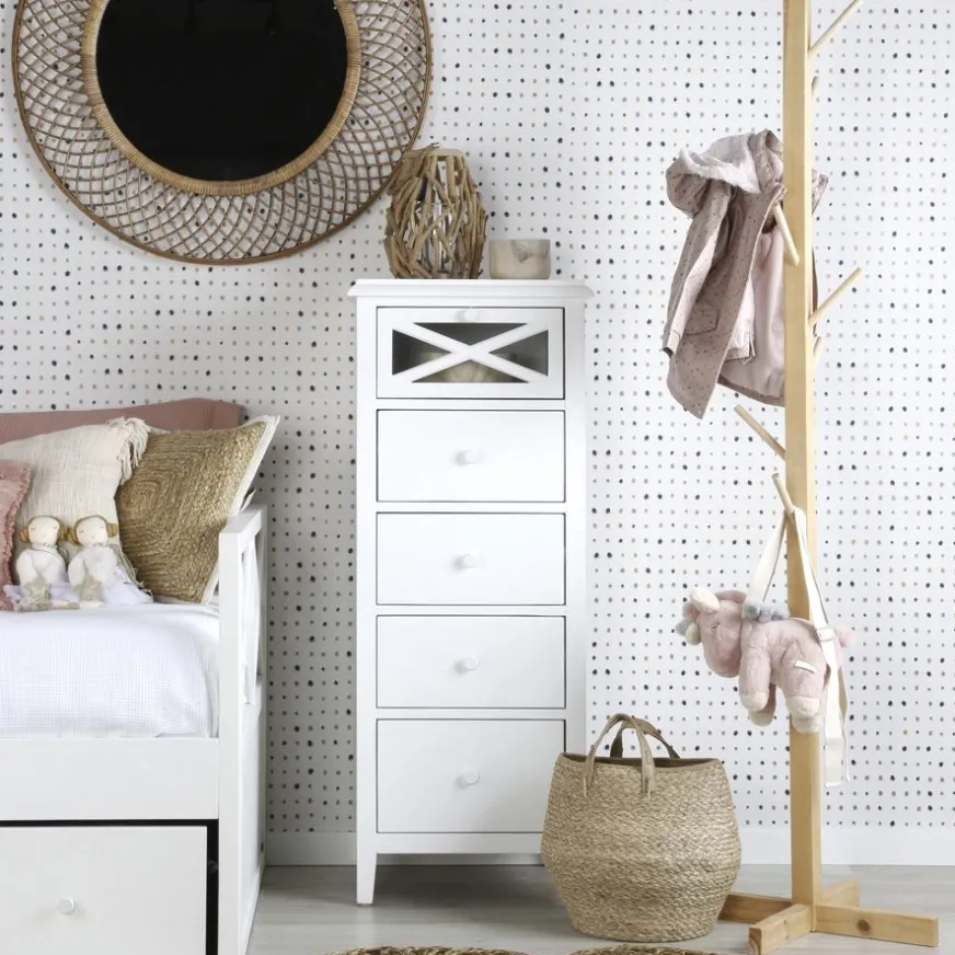 Enfant Banak Niza Commode en bois laqué blanc