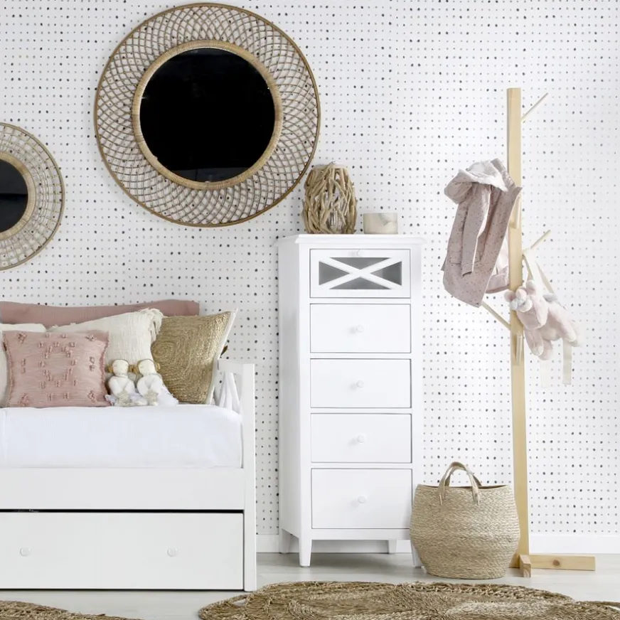 Enfant Banak Niza Commode en bois laqué blanc