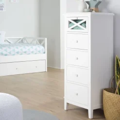 Enfant Banak Niza Commode en bois laqué blanc