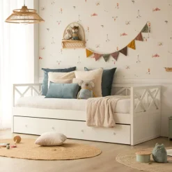 Enfant Banak Niza Lit gigogne laqué en blanc pour matelas de 90