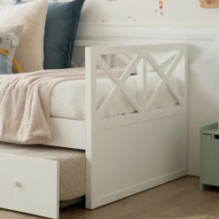 Enfant Banak Niza Lit gigogne laqué en blanc pour matelas de 90