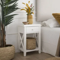 Enfant Banak Niza Table de chevet laqué en blanc