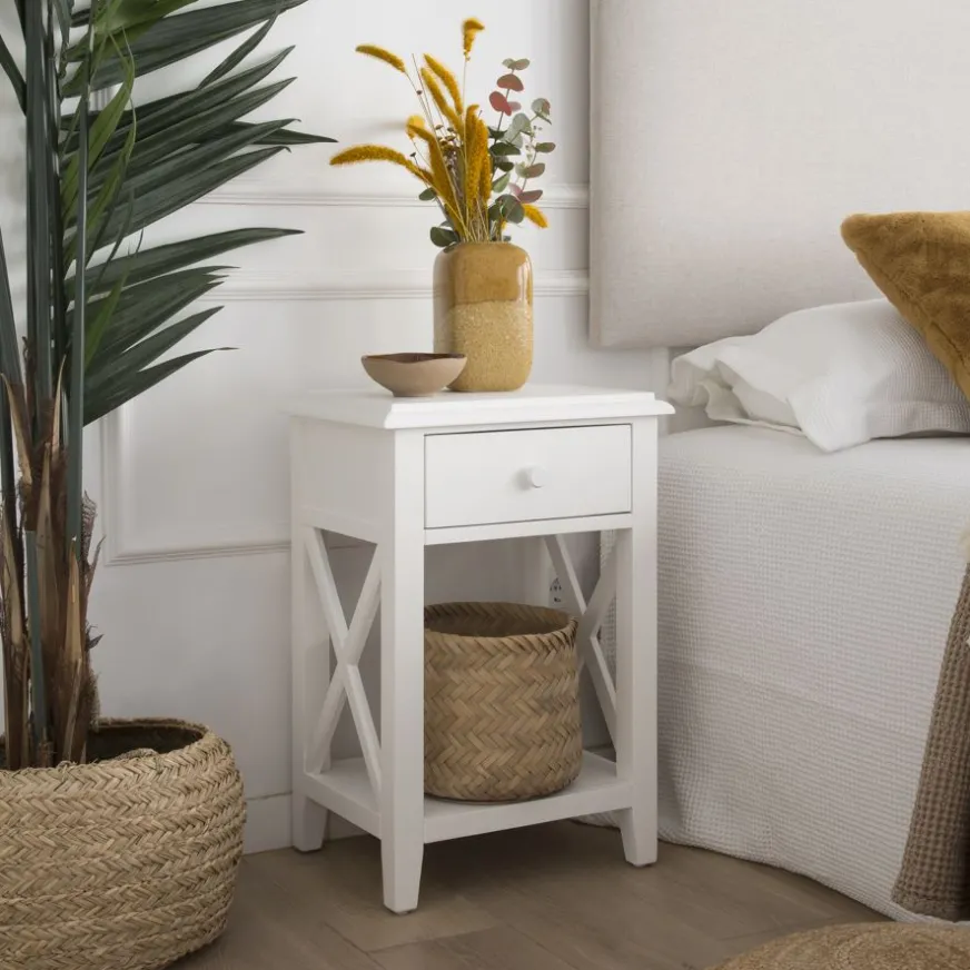 Enfant Banak Niza Table de chevet laqué en blanc