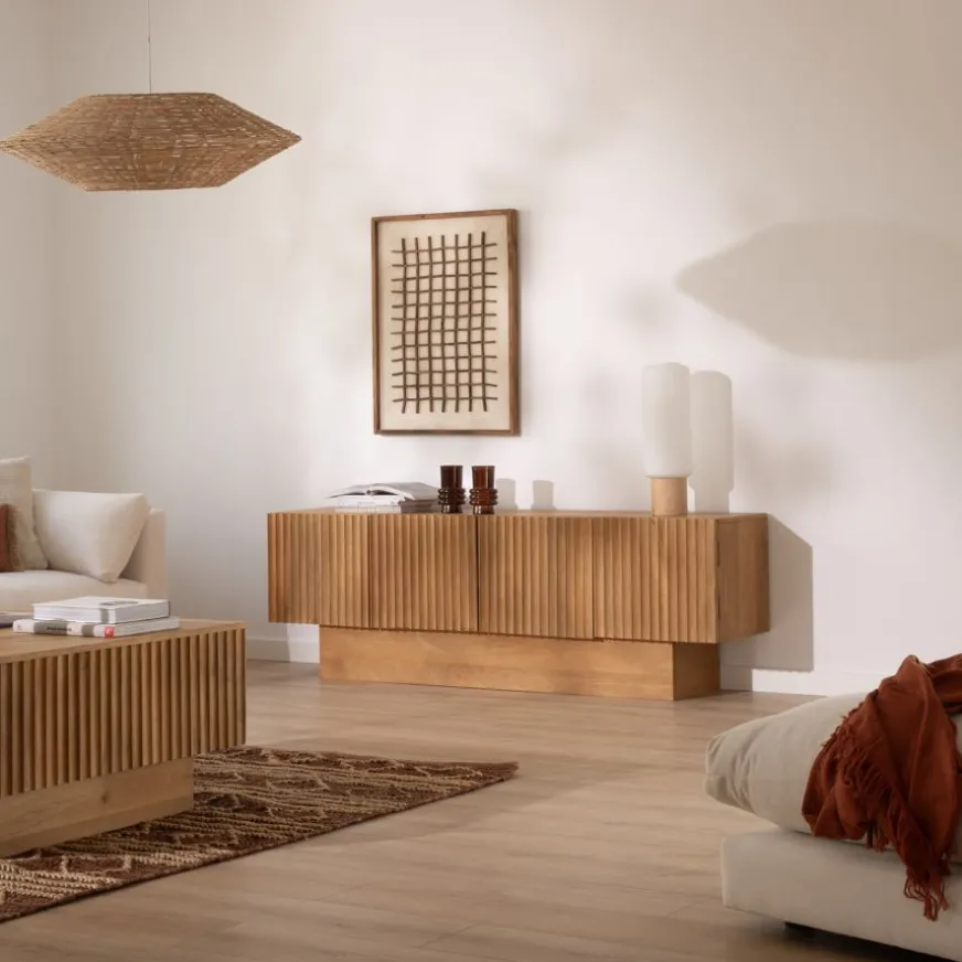 Banak Nolan Mueble tv de madera maciza de mango