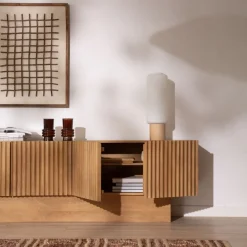 Banak Nolan Mueble tv de madera maciza de mango