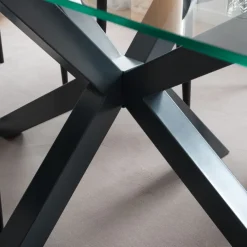 Banak Nurma Mesa de comedor de metal gris antracita y cristal de 160x90