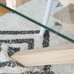 Banak Nurma Table à manger en bois de couleur naturelle et verre de 160x95