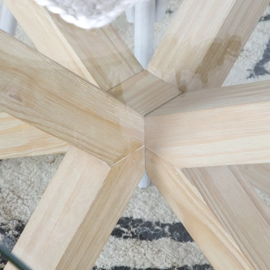 Banak Nurma Table à manger en bois de couleur naturelle et verre de 160x95