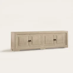 Banak Oblak Mueble tv de madera maciza blanco shabby de 200 cm