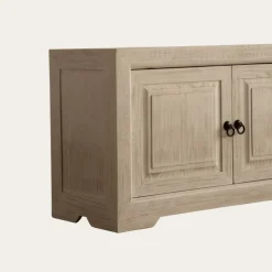 Banak Oblak Mueble tv de madera maciza blanco shabby de 200 cm