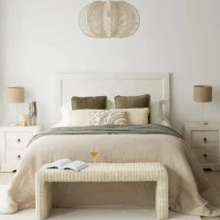 Banak Oblak Table de nuit en bois massif blanc shabby