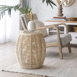 Banak Odesa Table d'appoint en rotin naturel