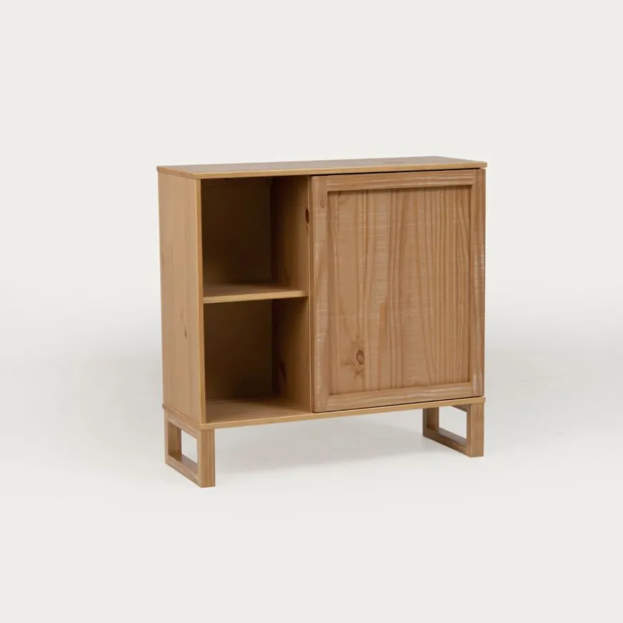 Banak Olivia Meuble d'entrée avec espace de rangement en bois massif naturel