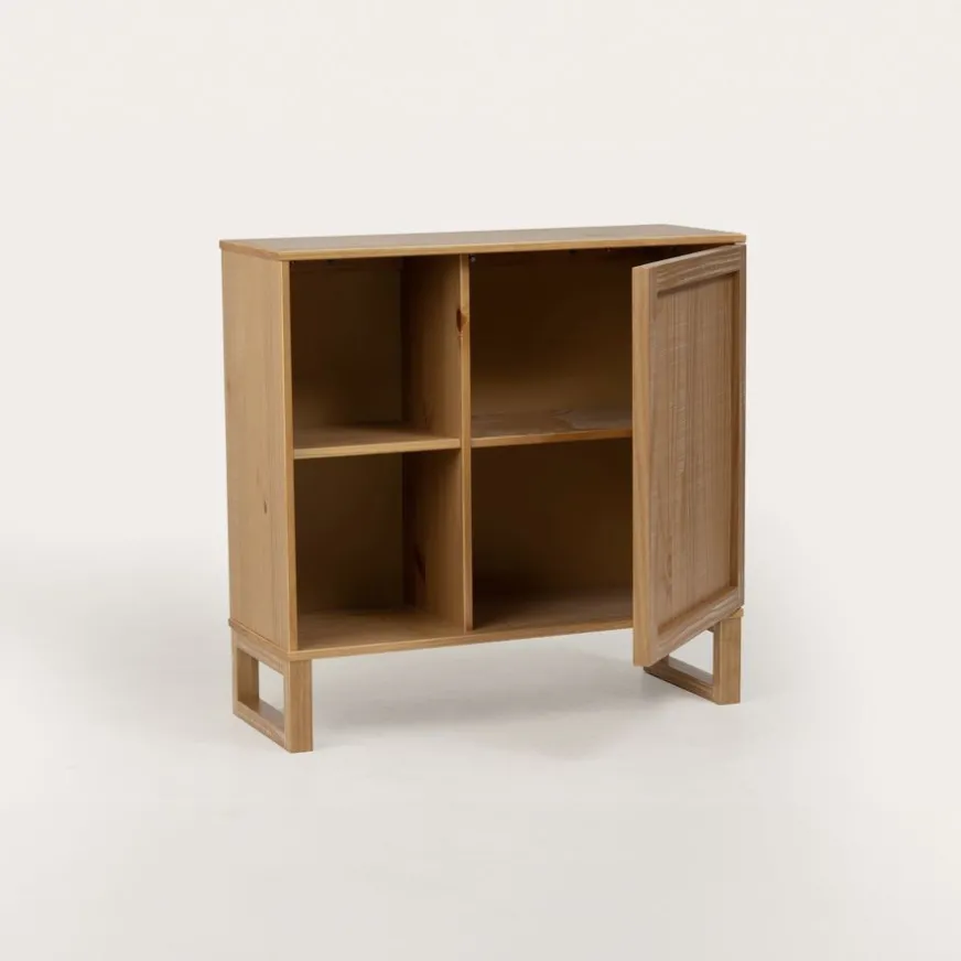 Banak Olivia Meuble d'entrée avec espace de rangement en bois massif naturel