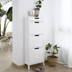 Banak Orus Chaussure étroit suspendu en bois laqué blanc