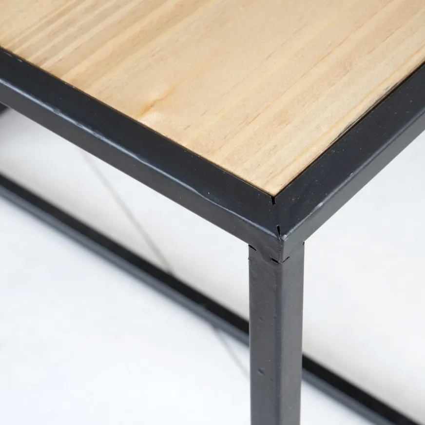 Banak Oslo Ensemble de 2 tables d'appoint en bois et métal