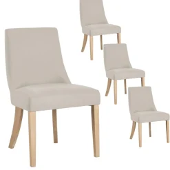 Banak Pack 4 chaises bimba rembourrée beige