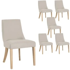 Banak Pack 6 chaises bimba rembourrée beige