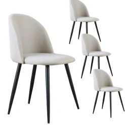 Banak Pack 4 chaises curie rembourrée beige
