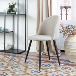 Banak Pack 4 chaises curie rembourrée beige