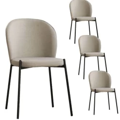 Banak Pack 4 chaises nuren rembourrée beige