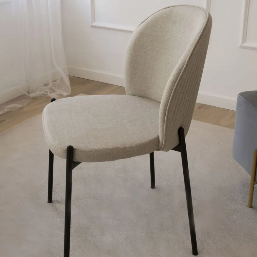 Banak Pack 2 chaises nuren rembourrée beige