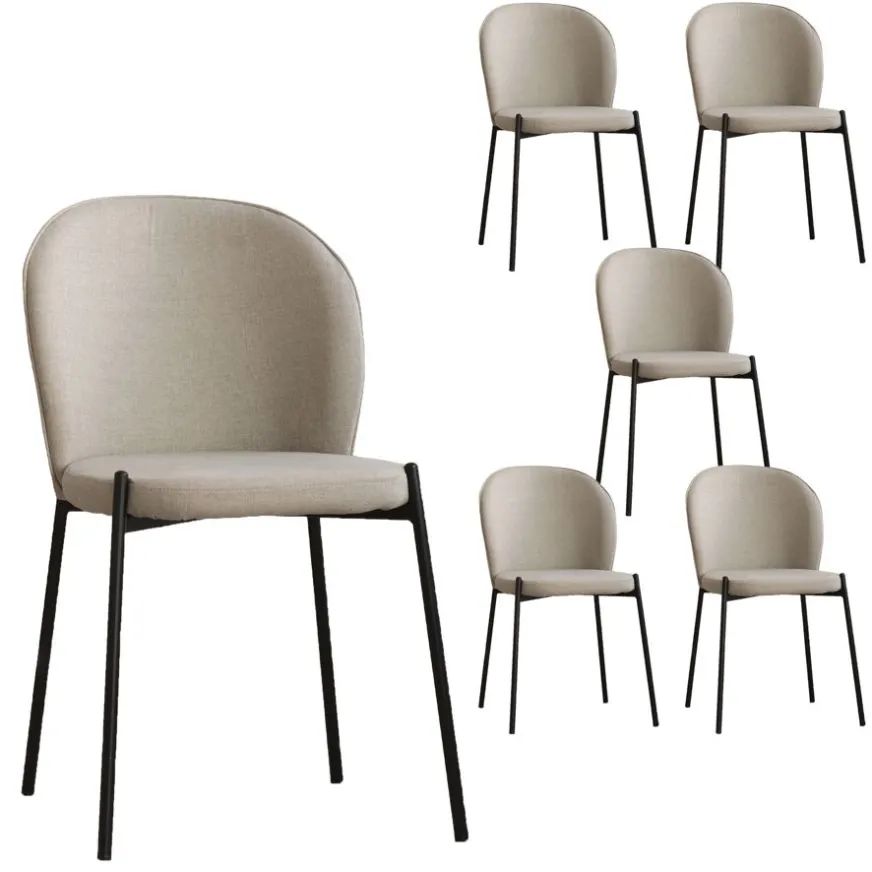 Banak Pack 6 chaises nuren rembourrée beige