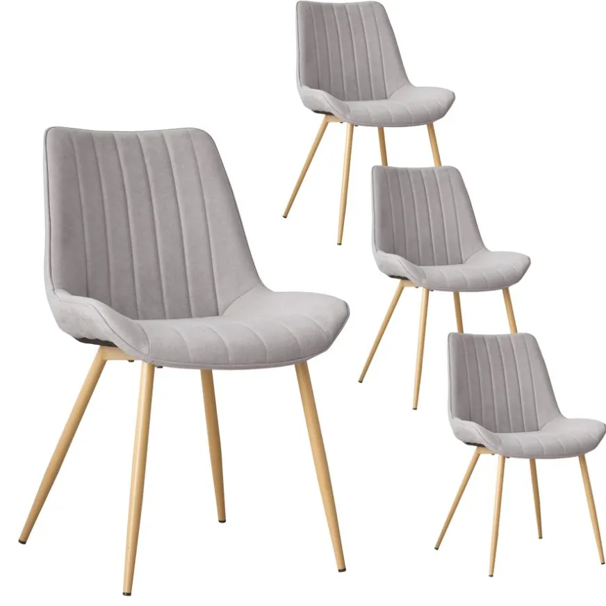 Banak Pack 4 chaises roma rembourrée gris