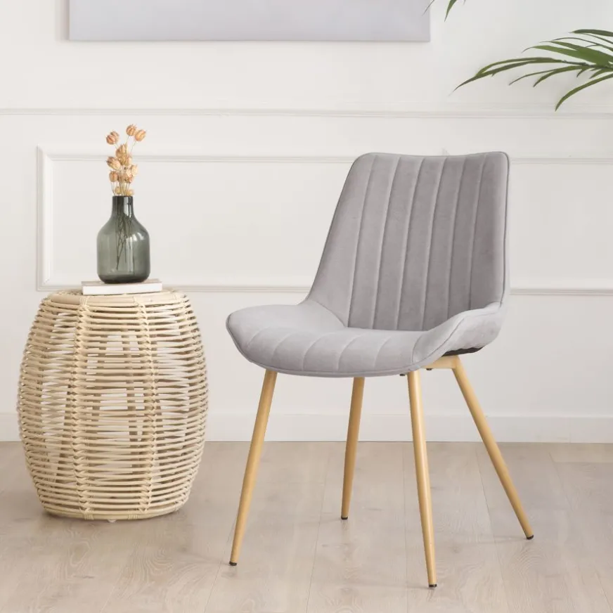 Banak Pack 4 chaises roma rembourrée gris