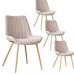 Banak Pack 4 chaises roma rembourrée beige