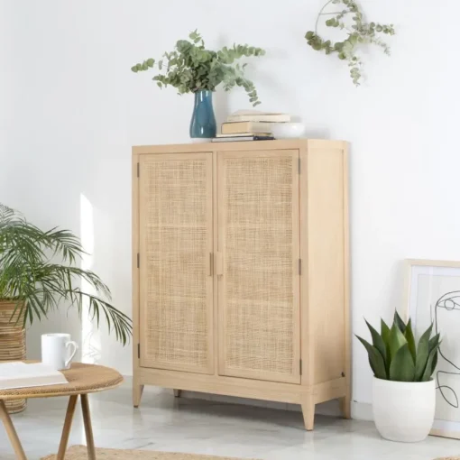 Banak Pandora Meuble d'appoint en bois et rotin