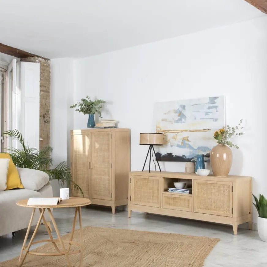 Banak Pandora Meuble d'appoint en bois et rotin