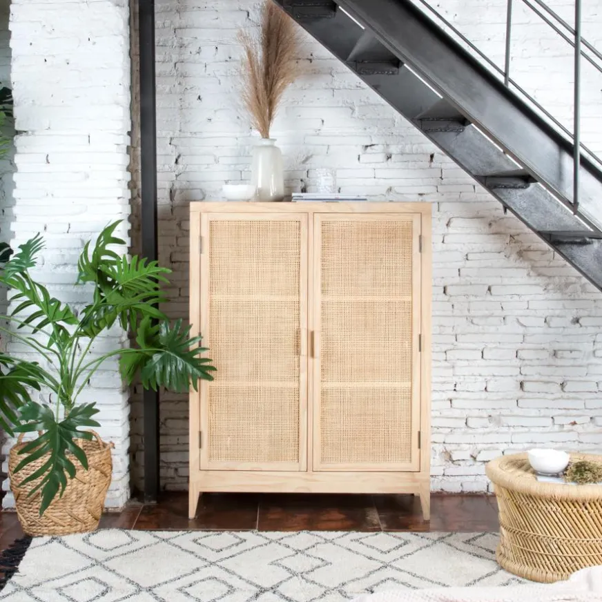 Banak Pandora Meuble d'appoint en bois et rotin