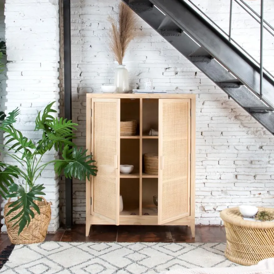 Banak Pandora Meuble d'appoint en bois et rotin