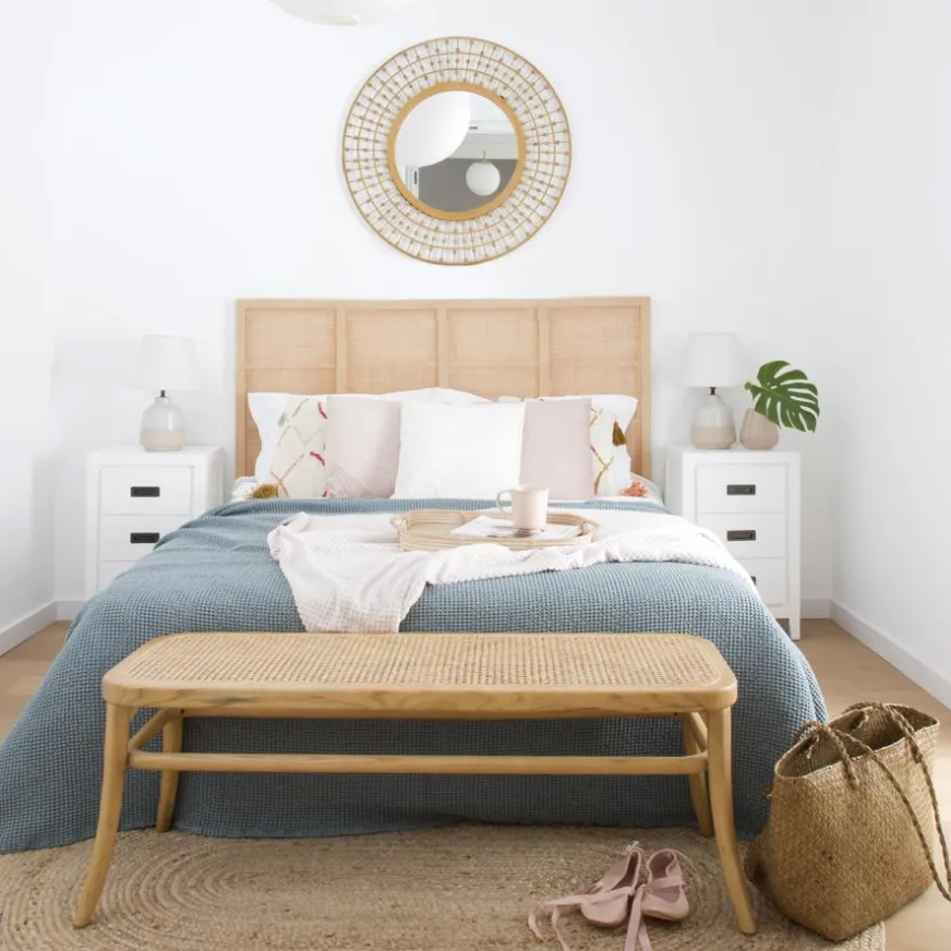 Banak Pandora Tête de lit en bois et rotin pour lit de 150 et 160